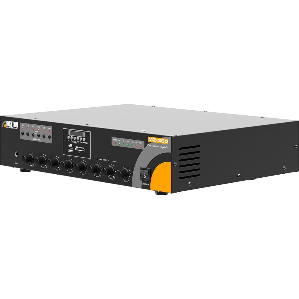 Изображение товара Усилитель-микшер Roxton MZ-360 360 Вт, 100/70В и 4 Ом, 6 зон, MP3/USB/SD и FM-тюнер, 3 микр/2 линейных входа, линейный выход, 220В 00-00034374 Изображение товара Усилитель-микшер Roxton MZ-360 360 Вт, 100/70В и 4 Ом, 6 зон, MP3/USB/SD и FM-тюнер, 3 микр/2 линейных входа, линейный выход, 220В 00-00034374