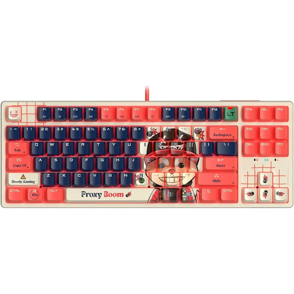 Изображение товара Клавиатура A4TECH AT87 Proxy Boom бежевый/красный USB for gamer LED (AT87) кабель 1.8м 2027368