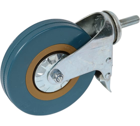Изображение товара Поворотное колесо Левша на штыре М12 с тормозом 125 мм ПВХ У7-12505