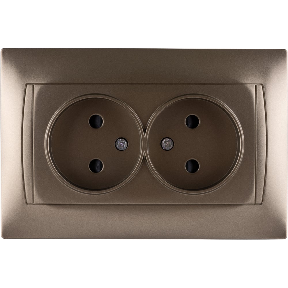 Изображение товара Розетка двойная с защитной шторкой 10А 250В бронза Серия Лама TDM ELECTRIC