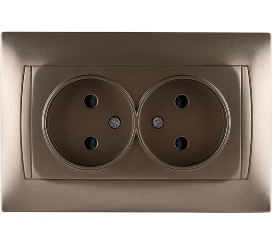 Изображение товара Розетка двойная с защитной шторкой 10А 250В бронза серия "Лама" TDM ELECTRIC SQ1815-0712