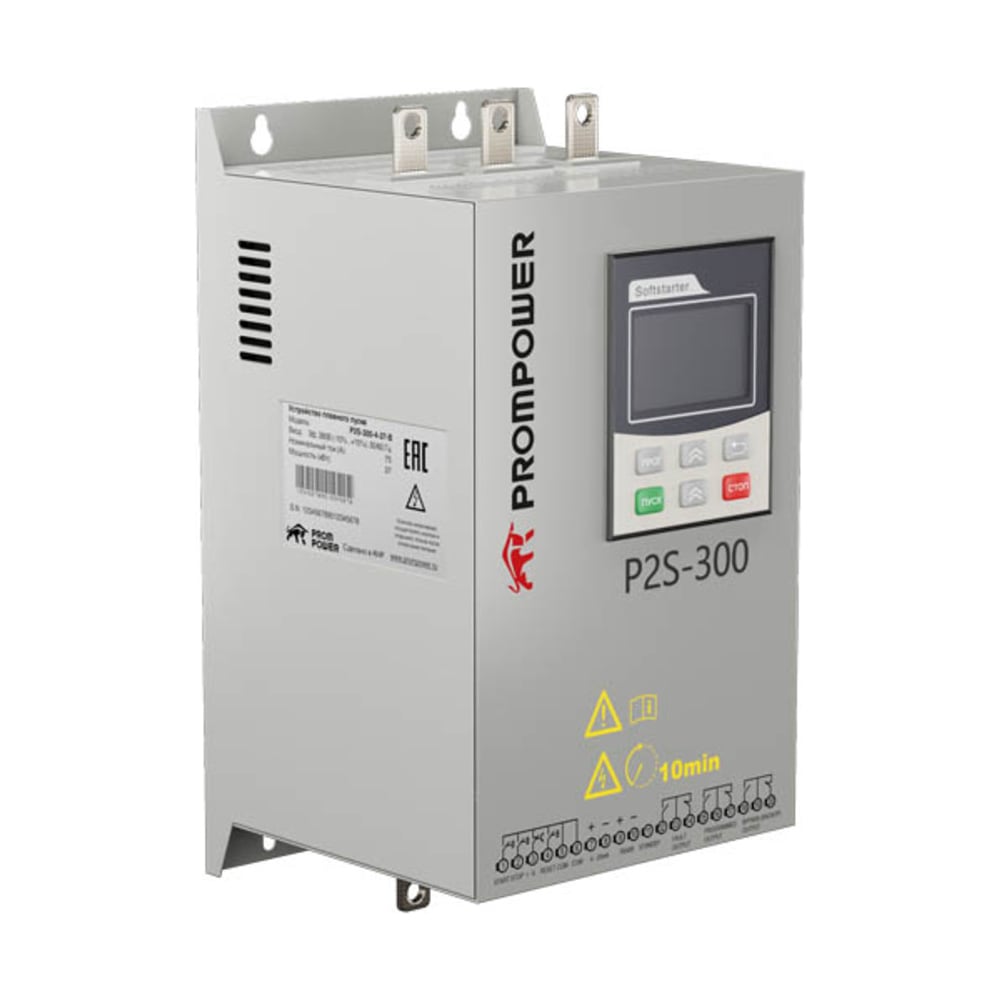 Устройство плавного пуска Prompower P2S-300-4-22-B-T, напряжение 380 В, мощность 22 кВт, 45 А P2S300422BT