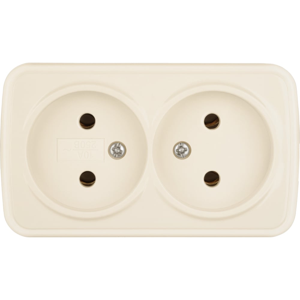 Изображение товара Розетка двойная TDM ELECTRIC серия Дача слоновая кость открытая установка IP20