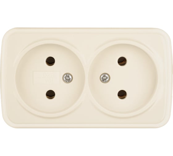 Изображение товара Розетка двойная TDM ELECTRIC слоновая кость 2П открытой установки IP20 10А, серия "Дача" Народная SQ1824-0022