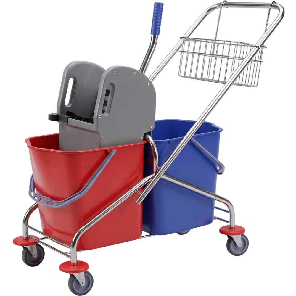 Изображение товара Тележка двухведерная с отжимом Proff Comfort 2х23л с корзиной 525087 Изображение товара Тележка двухведерная с отжимом Proff Comfort 2х23л с корзиной 525087