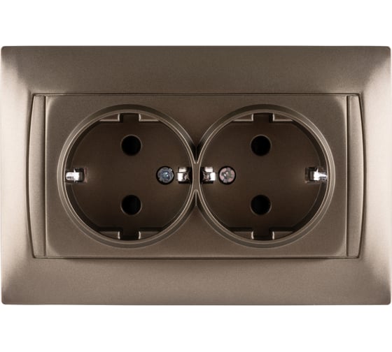Изображение товара Розетка двойная с заземлением 16А 250В с защитной шторкой бронза серия "Лама" TDM ELECTRIC SQ1815-0713