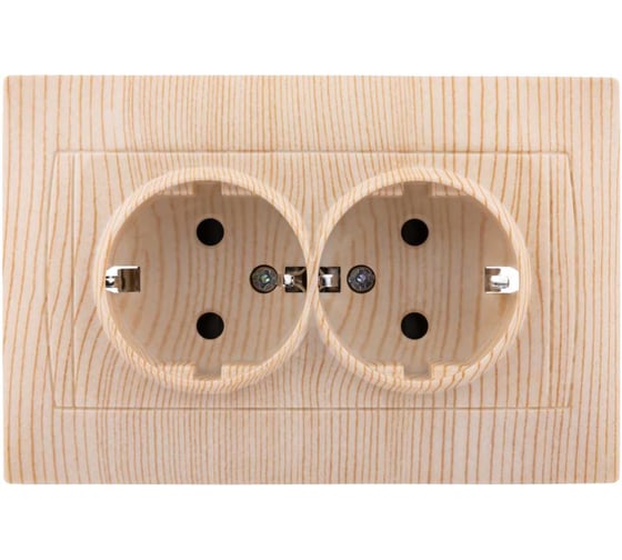 Изображение товара Двойная розетка TDM ELECTRIC 2П+З 16А 250В с защитными шторками сосна Лама SQ1815-0313