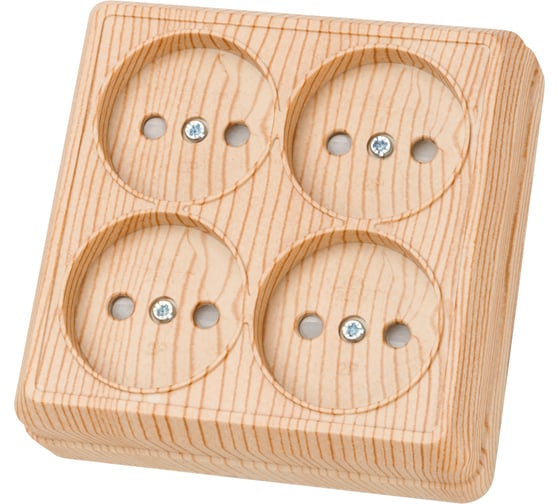 Изображение товара Четырехместная розетка TDM ELECTRIC 2П открытой установки IP20 10A с защитными шторками сосна Ладога SQ1801-0421