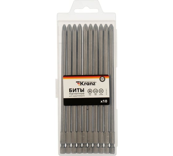 Изображение товара Бита (10 шт; PH2x150 мм; сталь S2) для шуруповерта KRANZ KR-92-0411