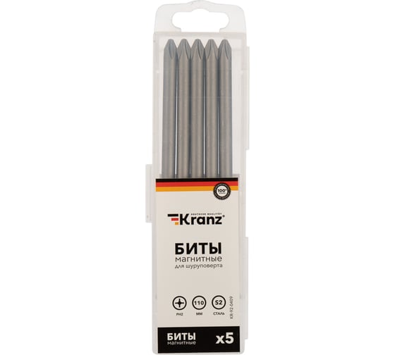 Изображение товара Бита (5 шт; PH2x110 мм) для шуруповерта KRANZ KR-92-0409