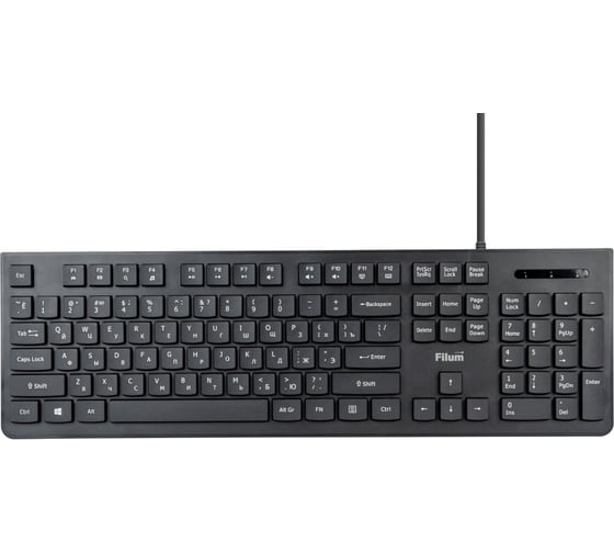 Изображение товара Клавиатура Filum FL-KB20-BK USB 104 кл., проводная, низкопрофильная, мембранная, черная, Windows XP/Vista/7/8/10, MacOS Длина кабеля: 1,5м 00-01092758