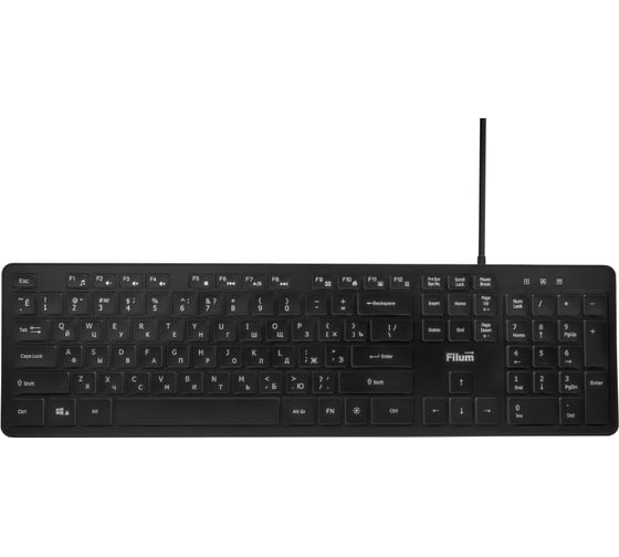 Изображение товара Клавиатура Filum FL-KB25-BK USB 104 кл., проводная, низкопрофильная, мембранная, LED, черная, с подсветкой 3 уровня, Windows XP/Vista/7/8/10, MacOS 00-01092759