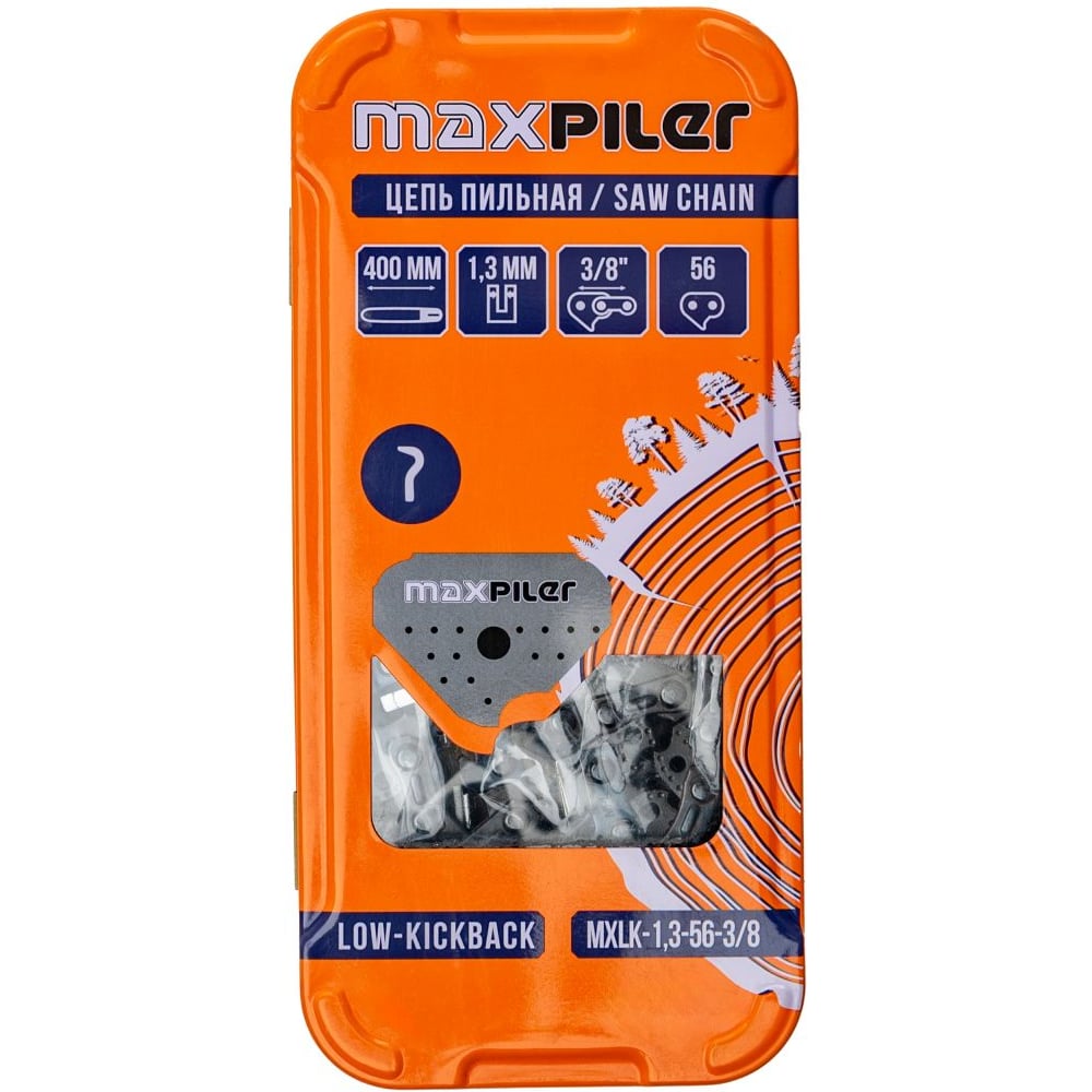 Изображение товара Цепь пильная MAXPILER (Partner.Poulan.Champion 137.142.240 16, низкая обр. отдача) MXLK-1,3-56-3/8 Изображение товара Цепь пильная MAXPILER (Partner.Poulan.Champion 137.142.240 16, низкая обр. отдача) MXLK-1,3-56-3/8