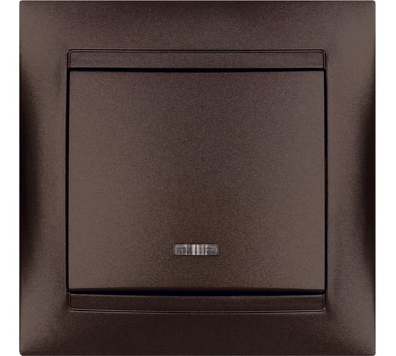 Изображение товара Выключатель 1 клавишный с подсветкой TDM ELECTRIC 10А, шоколад, серия "Лама" SQ1815-0504