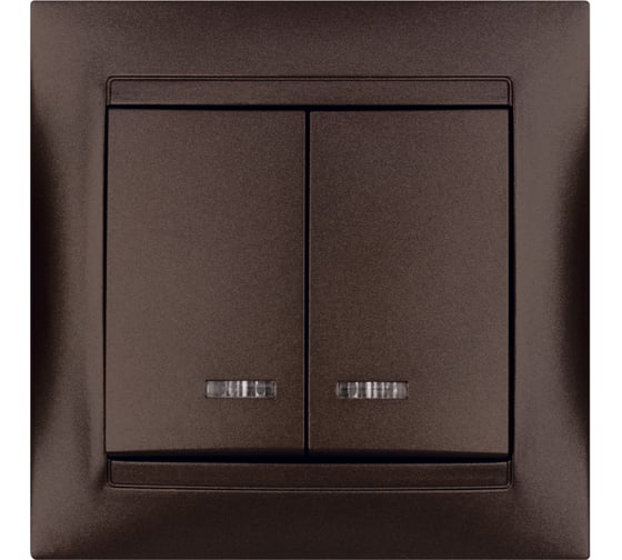 Изображение товара Выключатель 2 клавишный с подсветкой TDM ELECTRIC 10А, шоколад, серия "Лама" SQ1815-0505