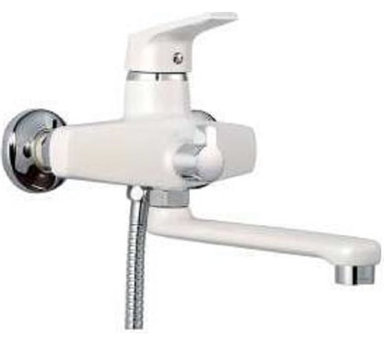 Изображение товара Смеситель для ванны и душа MYNAH белый, однорычажный, плоский излив 24 см M3118