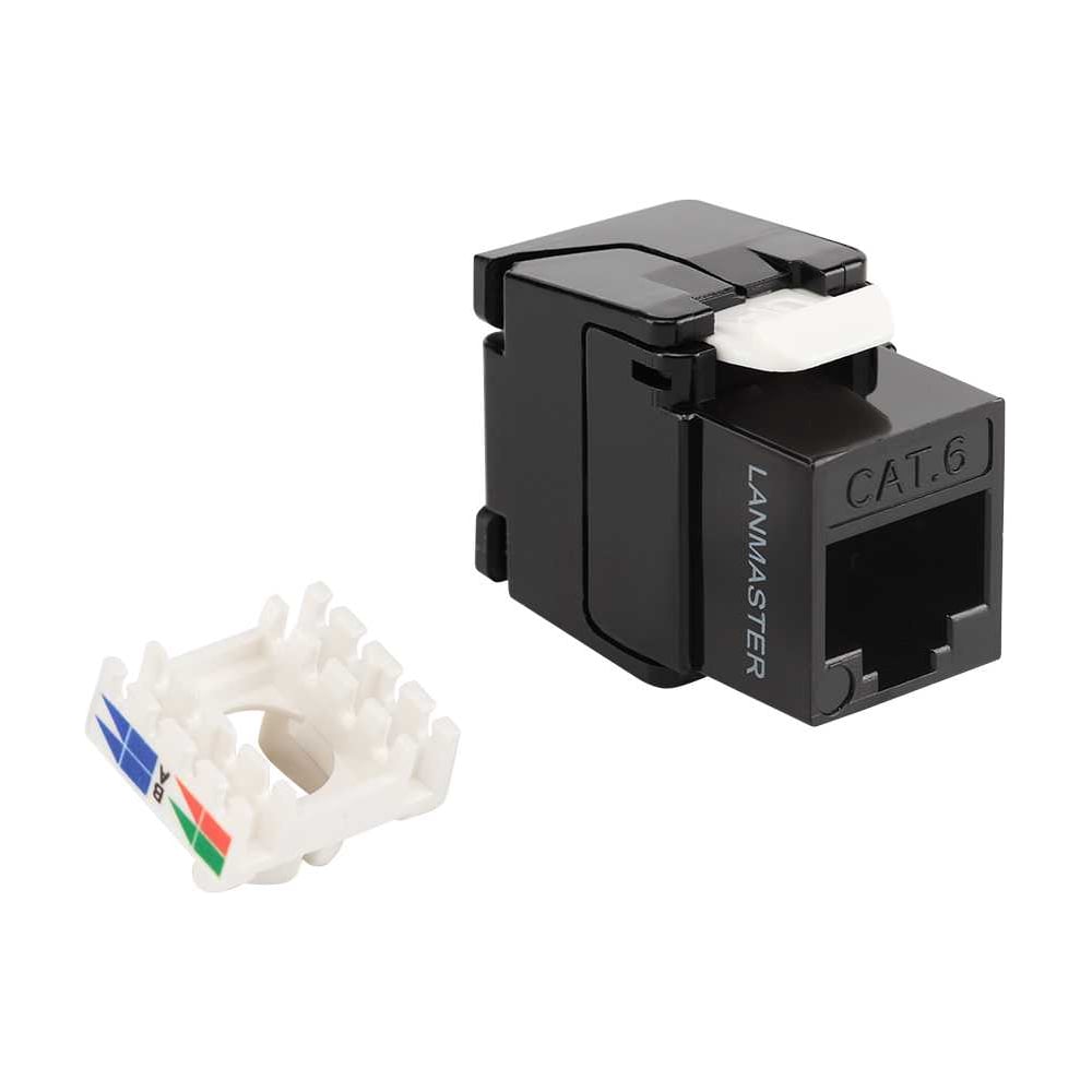 Изображение товара Модуль LANMASTER Keystone ToolLess, RJ45, неэкранированный, кат.6, без шторки, 180 градусов, черный LAN-TK45U6/180N-BK Изображение товара Модуль LANMASTER Keystone ToolLess, RJ45, неэкранированный, кат.6, без шторки, 180 градусов, черный LAN-TK45U6/180N-BK