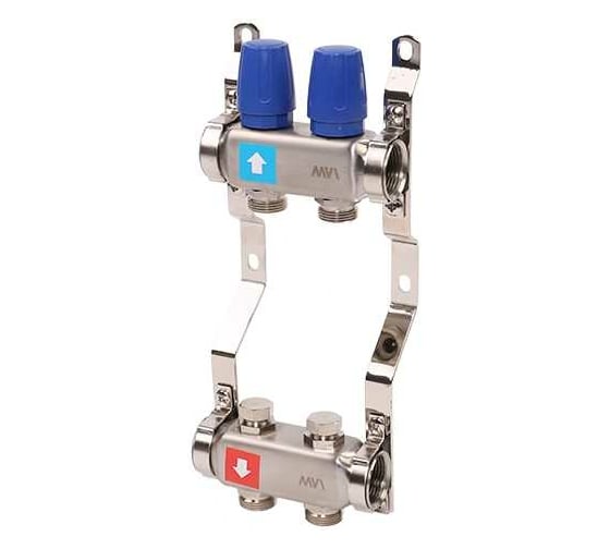 Изображение товара Коллектор MVI из нержавеющей стали, в сборе без расходомеров, 2 выхода MS.402.06