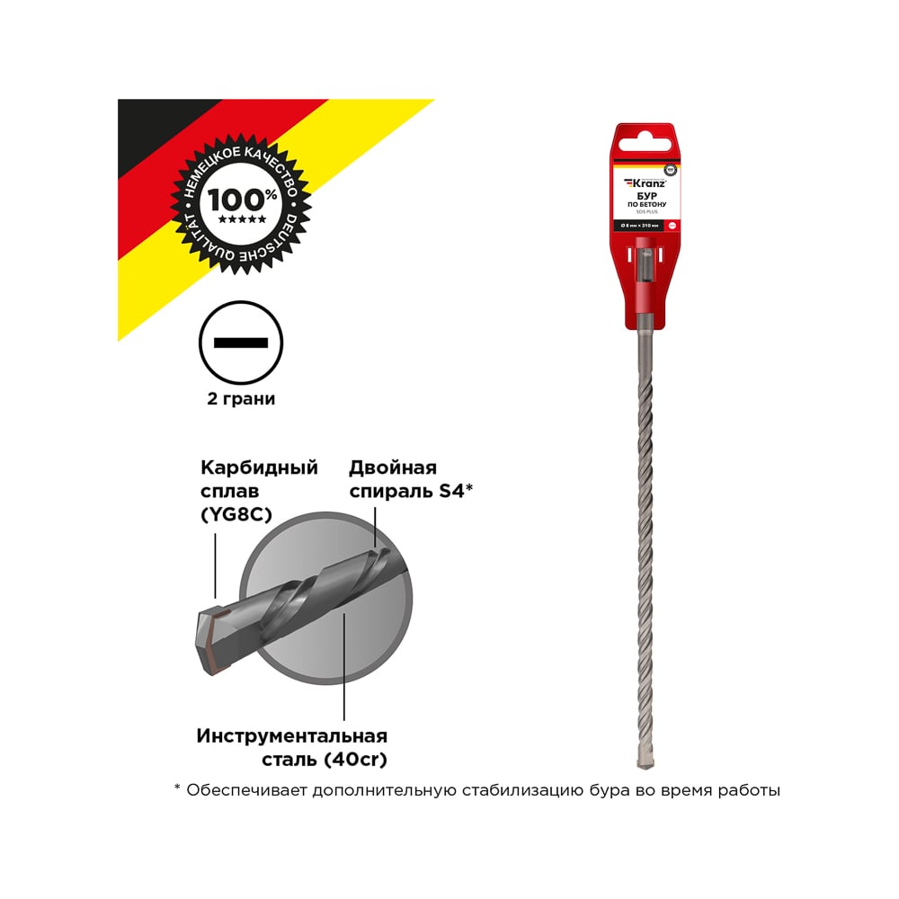 Бур sds-plus по бетону KRANZ KR-91-0025