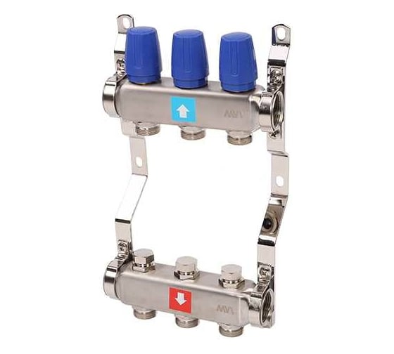 Изображение товара Коллектор MVI из нержавеющей стали, в сборе без расходомеров, 3 выхода MS.403.06