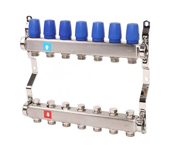 Изображение товара Коллектор MVI из нержавеющей стали, в сборе без расходомеров, 7 выходов MS.407.06