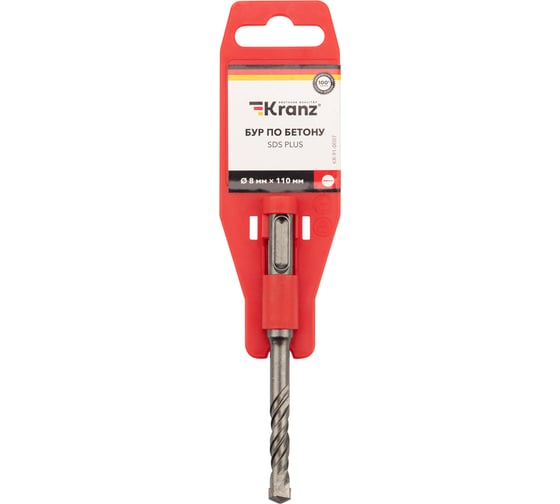 Изображение товара Бур по бетону KRANZ 8x110x50 мм, хвостовик SDS-plus KR-91-0007