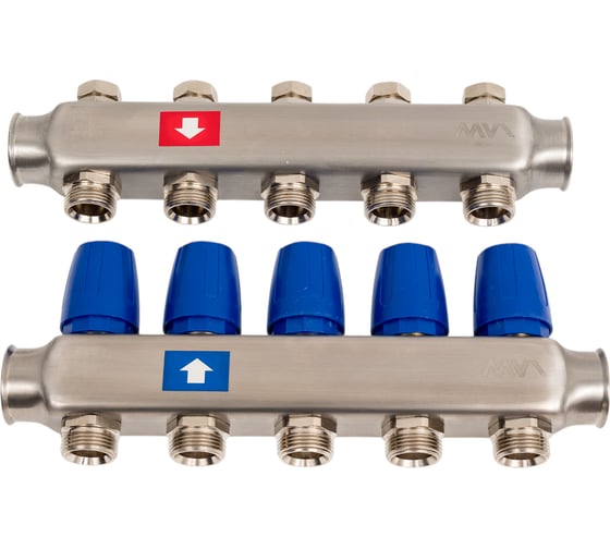 Изображение товара Коллектор MVI из нержавеющей стали в сборе без расходомеров, 5 выходов MS.405.06
