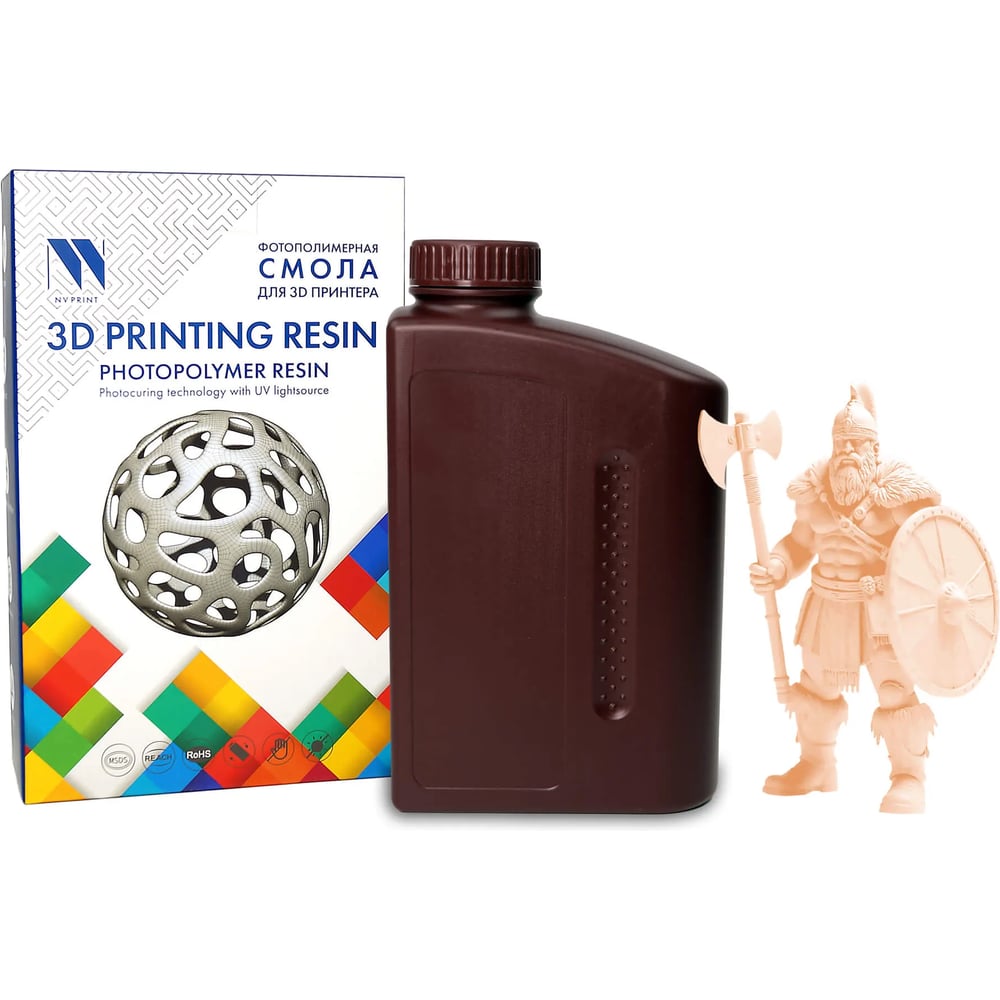 Изображение товара Смола фотополимерная водовымываемая для 3D-печати NV Print Water Washable Resin Beige Бежевая 1 кг NV-3D-WATER-WASHABLE-RESIN-BEIGE