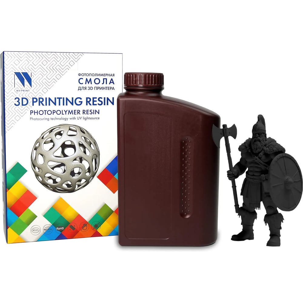 Изображение товара Смола фотополимерная водовымываемая для 3D-печати NV Print Water Washable Resin Black Черная 1 кг NV-3D-WATER-WASHABLE-RESIN-BLACK Изображение товара Смола фотополимерная водовымываемая для 3D-печати NV Print Water Washable Resin Black Черная 1 кг NV-3D-WATER-WASHABLE-RESIN-BLACK