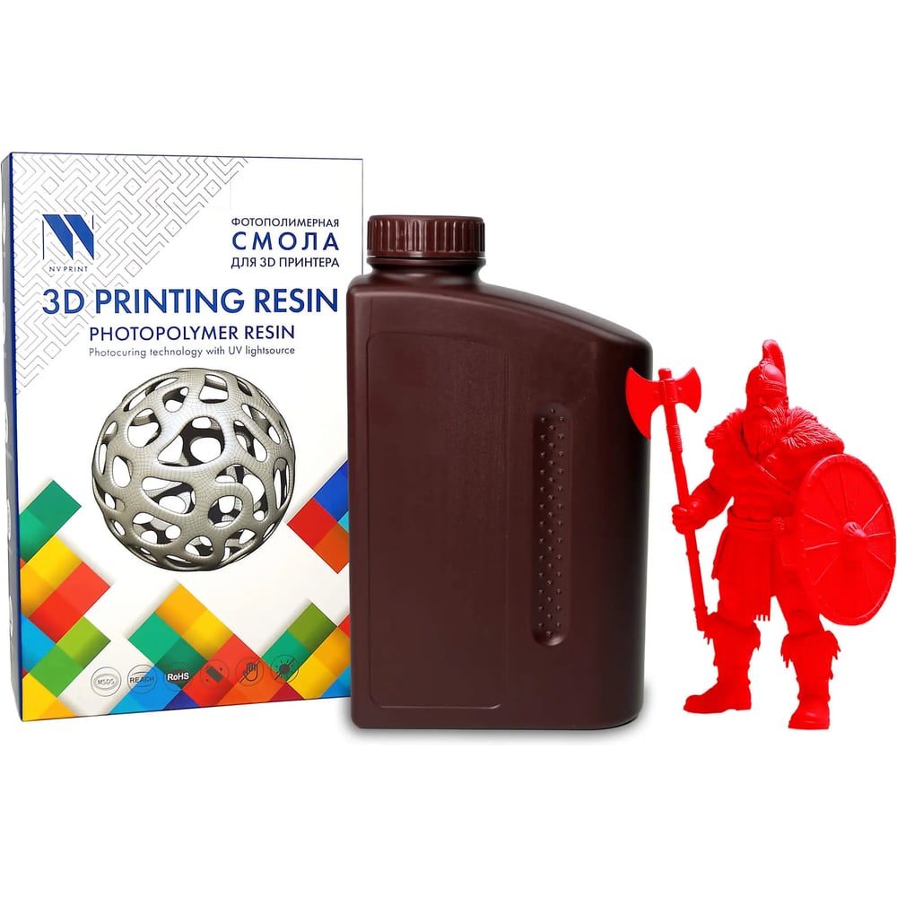 Изображение товара Смола фотополимерная для 3D-печати NV Print Standard Resin Clear Red красный, полупрозрачный, 1 кг NV-3D-STD-RESIN-CLR-RED