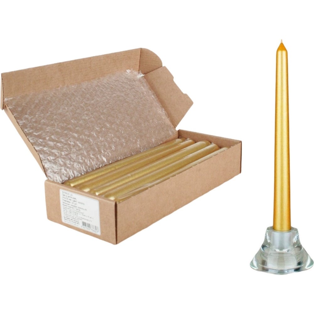 Изображение товара Античная свеча Lumi 22x250 мм золото 10 шт - декоративные высококачественные свечи