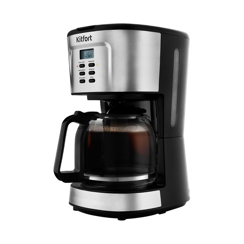 Изображение товара Капельная кофеварка KITFORT КТ-727 900 Вт 1,5 л черная/серебристая