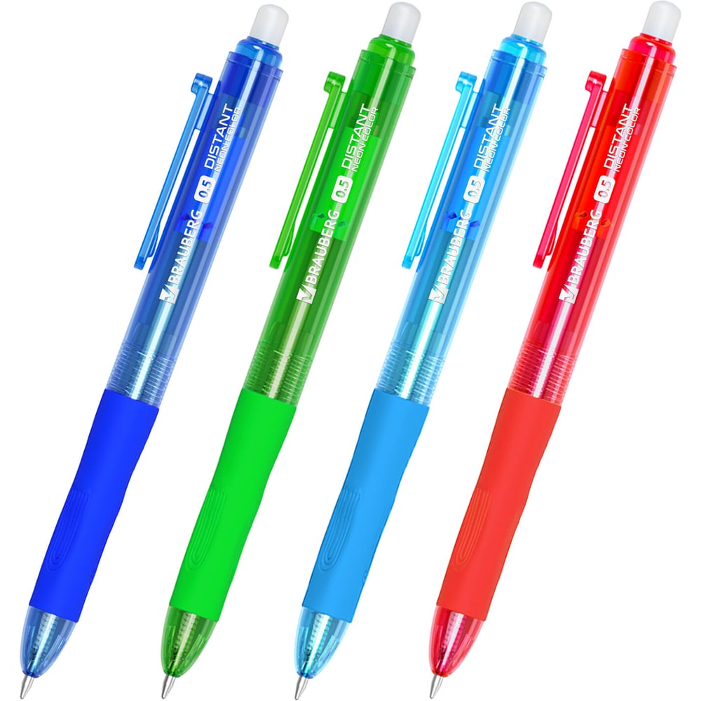Изображение товара Ручка гелевая стираемая автоматическая BRAUBERG DISTANT NEON COLOR синяя, пишущий узел 0.5 мм, комплект 12 шт. 144430 Изображение товара Ручка гелевая стираемая автоматическая BRAUBERG DISTANT NEON COLOR синяя, пишущий узел 0.5 мм, комплект 12 шт. 144430