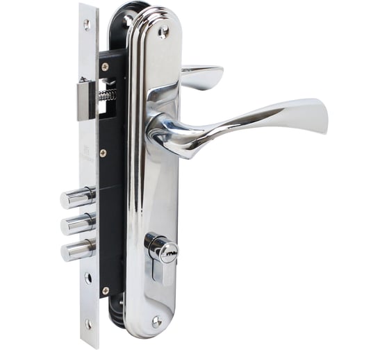 Изображение товара Врезной замок БУЛАТ ЗВ4-3.03.04 НОМОС (хром; 5 перфоключей; с ручками) 13966