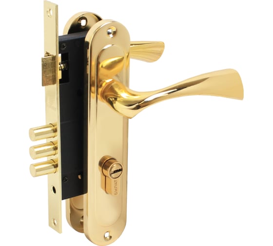 Изображение товара Врезной замок БУЛАТ ЗВ4-3.70.03.05 НОМОС (золото; 5 перфоключей; с ручками) 13970