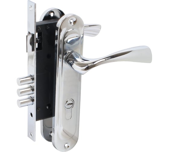 Изображение товара Врезной замок БУЛАТ ЗВ4-3.70.03.04 НОМОС (хром; 5 перфоключей; с ручками) 13971