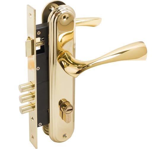 Изображение товара Врезной замок БУЛАТ ЗВ4-3.03.05 НОМОС (золото; 5 перфоключей; с ручками) 13562