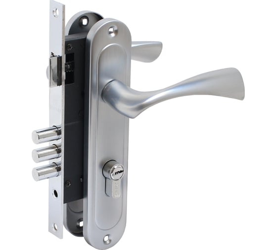 Изображение товара Врезной замок БУЛАТ ЗВ4-3.70.03.07 НОМОС (титан; 5 перфоключей; с ручками) 13973