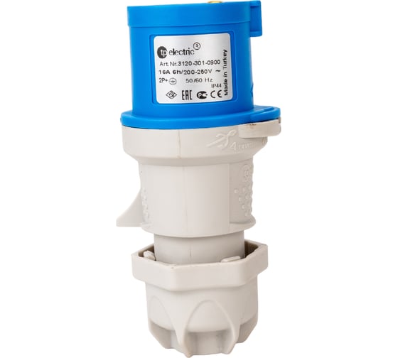 Изображение товара Кабельная переносная вилка TP Electric Зажимные контакты 16A, 250В, 2P+E, IP 44 3120-301-0900