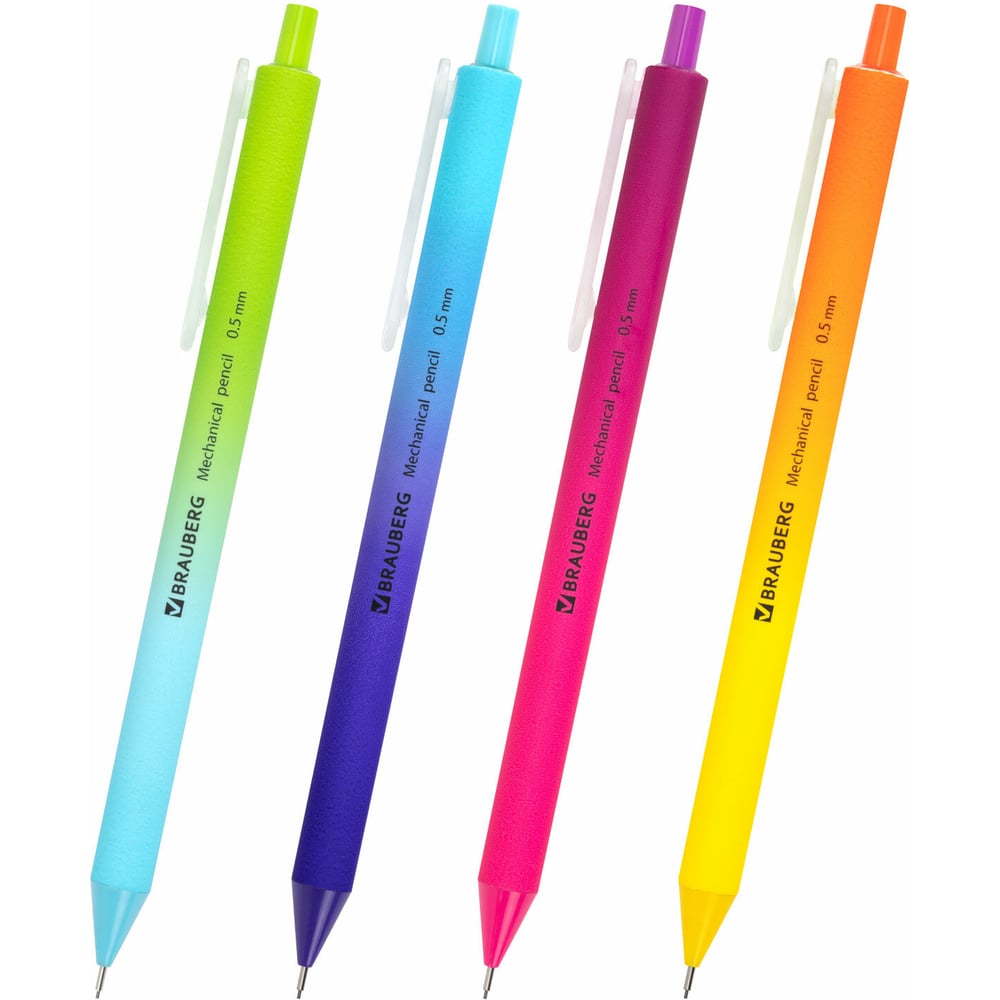 Изображение товара Карандаш механический BRAUBERG SOFT GRADE 0.5 мм, корпус soft-touch ассорти, комплект 24 шт. 181958