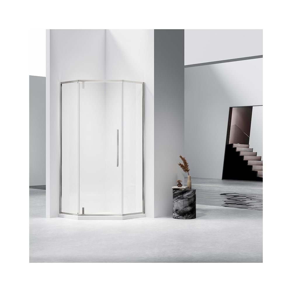 Изображение товара Душевой уголок Слим-Н (Slim-N) VINCEA (900x900, брашированный никель, стекло прозрачное), VSP-4SN900CLBN Изображение товара Душевой уголок Слим-Н (Slim-N) VINCEA (900x900, брашированный никель, стекло прозрачное), VSP-4SN900CLBN