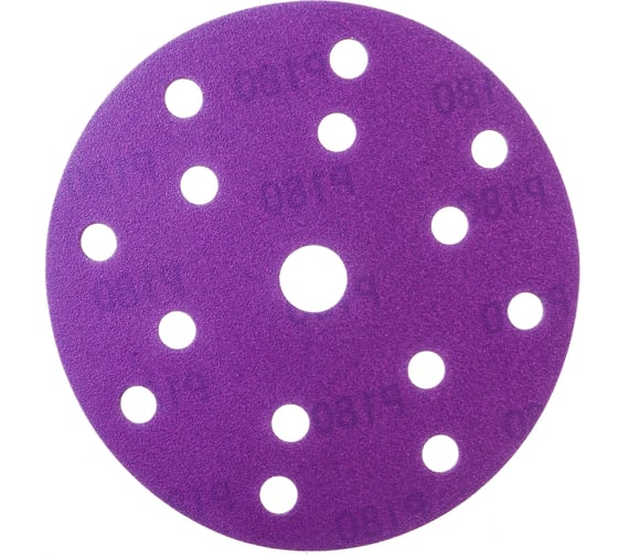 Изображение товара Круг шлифовальный Purple PP627 (150 мм; 15 отверстий; Р180; 100 шт) Hanko PP627.150.15.0180