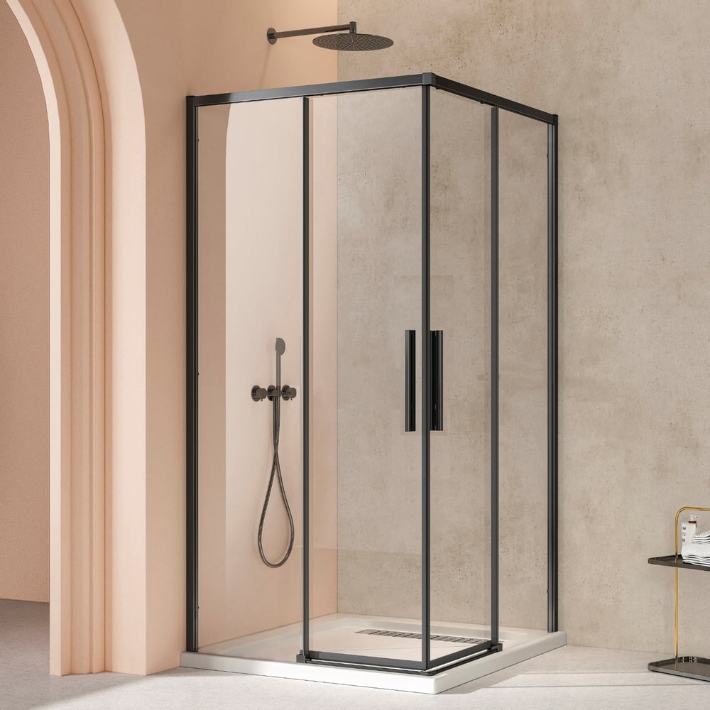 Изображение товара Душевой уголок Слим 8мм VINCEA (Slim 8mm), 900x900, черный матовый, стекло прозрачное, VSS-4SL900CLB Изображение товара Душевой уголок Слим 8мм VINCEA (Slim 8mm), 900x900, черный матовый, стекло прозрачное, VSS-4SL900CLB