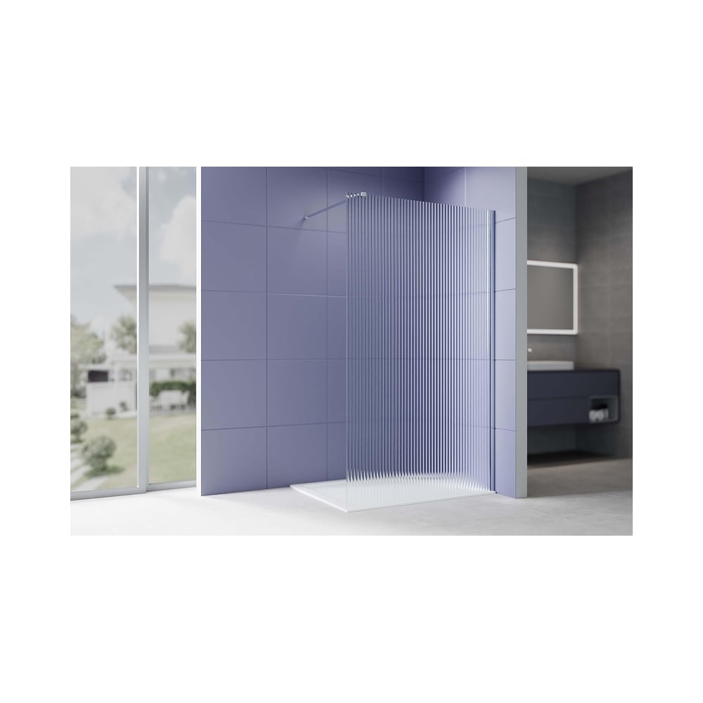Изображение товара Душевая перегородка AQUATEK Walk in AQ.WI.140.2CH с держателем, 1400x2000, профиль хром, стекло прозрачное рифленое 8 мм 00000148876 Изображение товара Душевая перегородка AQUATEK Walk in AQ.WI.140.2CH с держателем, 1400x2000, профиль хром, стекло прозрачное рифленое 8 мм 00000148876