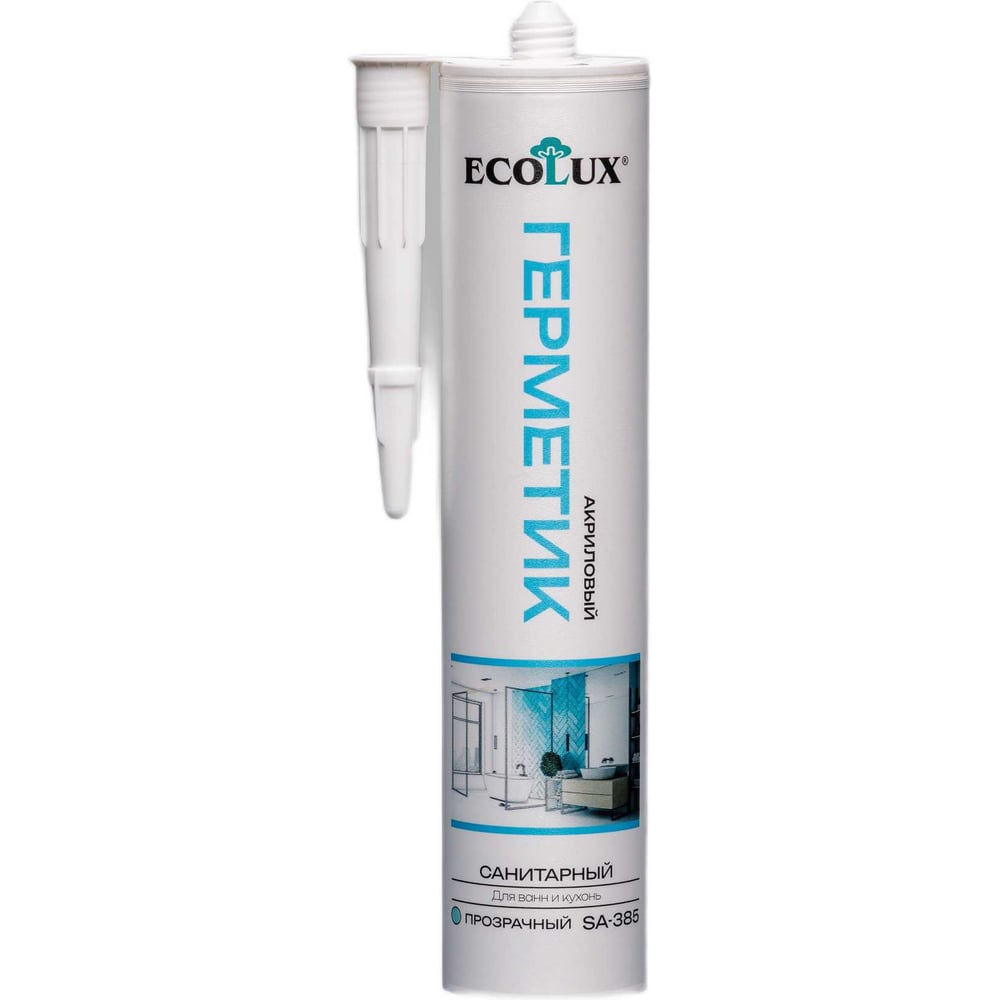 Изображение товара Герметик акриловый санитарный Ecolux SA-385 20 штук в упаковке, прозрачный, 290 мл 4607133684990