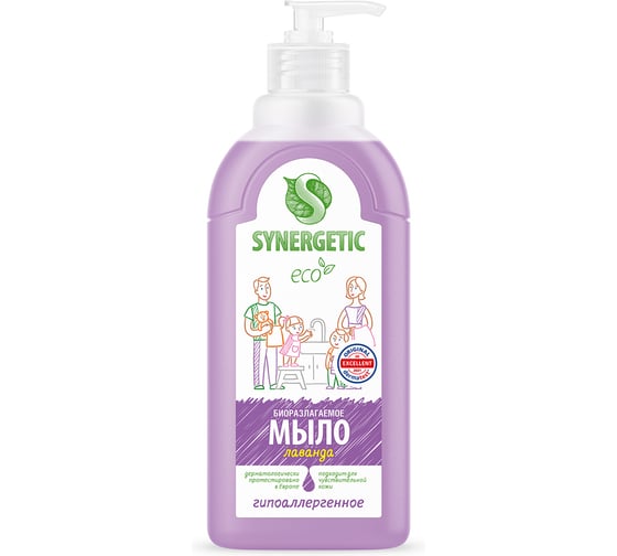 Изображение товара Жидкое мыло Synergetic Лаванда дозатор, 500 мл 4623722258403 105054/14