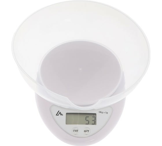 Изображение товара Кухонные электронные весы LUAZON LVK-706 с чашей, до 5 кг, белые 6913487