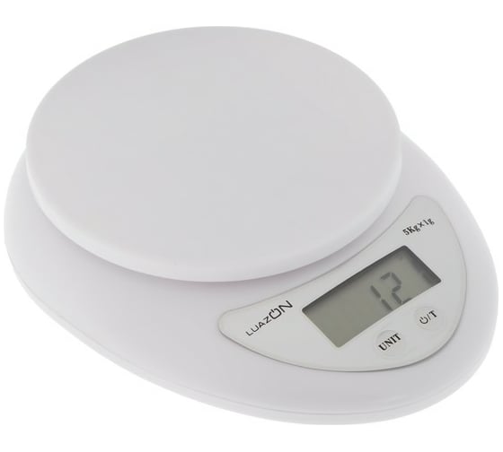 Изображение товара Кухонные электронные весы LUAZON LVK-501 до 5 кг, белые 1147001