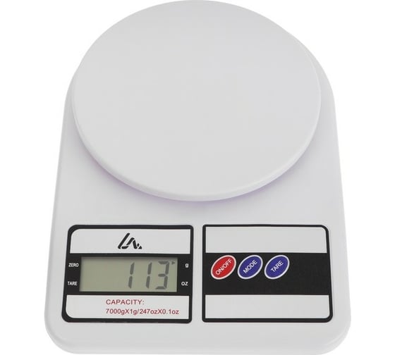Изображение товара Кухонные электронные весы LUAZON LVK-704 до 7 кг, белые 602993