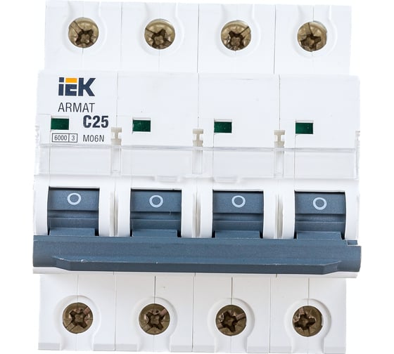 Изображение товара Автоматический выключатель IEK ARMAT M06N 4P C 25А AR-M06N-4-C025
